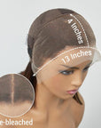 Blonde Highlight Bob With Bangs 13x4 Frontal Lace C Part Short Wig 100% Human Hair