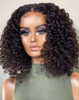 Deep Wave Pre Cut 5x6 Lace Closure Bob Wig Glueless Crystal Lace Human Hair Wig