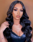 30" Long Body Wave 4x4 Pre Cut Lace Closure Wig Human Hair Wig
