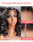 Pre Cut Lace Wavy 5x6 Crystal Lace Bob Wig Glueless Human Hair Wig