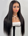 Straight Full Lace Wig With 4C Hairline Edge Human Hair Wigs Preplucked Hairline