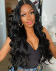 30" Long Body Wave 4x4 Pre Cut Lace Closure Wig Human Hair Wig