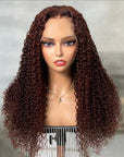 Reddish Brown Kinky Curly 13x4 Lace Front Wig Glueless 4x4 Lace Human Hair Wig