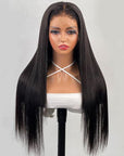Straight Full Lace Wig With 4C Hairline Edge Human Hair Wigs Preplucked Hairline