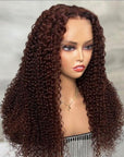 Reddish Brown Kinky Curly 13x4 Lace Front Wig Glueless 4x4 Lace Human Hair Wig