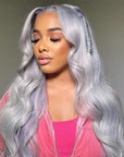 13x4 Light Grey Lace Front Wigs Glueless 4x4 Lace Closure Wig