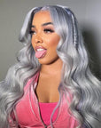 13x4 Light Grey Lace Front Wigs Glueless 4x4 Lace Closure Wig