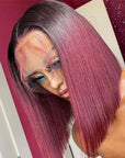13x6 13x4 HD Lace Ombre Burgundy Bob Lace Front Wigs 5x5 Human Hair Closure Wigs