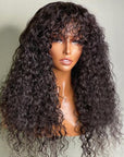 13x6 Curly Lace Front Wig With Bangs Wear and Go Capless Human Hair Wigs With Bangs
