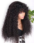 13x6 Curly Lace Front Wig With Bangs Wear and Go Capless Human Hair Wigs With Bangs