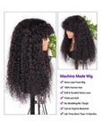 13x6 Curly Lace Front Wig With Bangs Wear and Go Capless Human Hair Wigs With Bangs