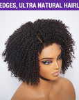 4C Edges | Kinky Edges Jerry Curly 5x5 Closure Lace Glueless Side Part Short Wig 100% Human Hair