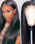 Effortless Straight 4x4 Closure Lace Glueless Mid Part Long Wig 100% Human Hair