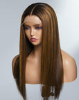 Limited Design | Brown Blonde Mix Silky Straight 5x5 Closure HD Lace Glueless Long Wig 100% Human Hair