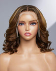 Limited Design | Bertha Highlight Loose Wave 13X4 Frontal Lace Mid Part Short Wig 100% Human Hair