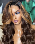 Limited Design | Blonde Highlight Loose Body Wave 13x4 Frontal HD Lace Long Left Side part Wig 100% Human Hair
