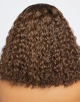 Ombre Brown Curly 5x5 Closure HD Lace Glueless Side Part Short Wig 100% Human Hair