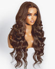 Charming Brown Layered Cut Loose Wave 5x5 Closure Lace Glueless Wig 100% Human Hair
