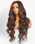 Charming Brown Layered Cut Loose Wave 5x5 Closure Lace Glueless Wig 100% Human Hair