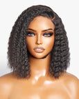 Boho-Chic | Super Bob Bohemian Curly Minimalist HD Lace Glueless C Part Short Wig 100% Human Hair