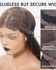 4C Edges | Kinky Edges Black To Brown Ombre Kinky Straight 5x5 Closure Lace Glueless Side Part Long Wig 100% Human Hair