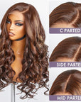 Beyon-Inspired | Blonde Brown Highlight Water Loose Wave 5x5 Closure HD Lace C Part Long Wig 100% Human Hair