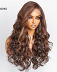 Beyon-Inspired | Blonde Brown Highlight Water Loose Wave 5x5 Closure HD Lace C Part Long Wig 100% Human Hair
