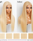 Easily Redyed 613 Silky Straight 5x5 Closure HD Lace Glueless Mid Part Long Wig 100% Human Hair