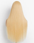 Easily Redyed 613 Silky Straight 5x5 Closure HD Lace Glueless Mid Part Long Wig 100% Human Hair