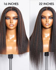 Highlight Kinky Straight Glueless 5x5 Closure Undetectable HD Lace Wig 100 Human Hair