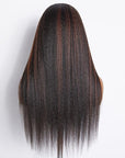 Highlight Kinky Straight Glueless 5x5 Closure Undetectable HD Lace Wig 100 Human Hair