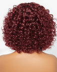 Beginner Friendly Dark Red Water Wave Glueless Minimalist Lace Wig With Bangs