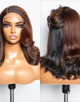 Limited Design | Brown With Black Peekaboo Loose Body Wave Glueless 5x5 Closure Lace Wig
