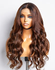 Beginner Friendly Ombre Brown Loose Wave Glueless 4x4 Closure Lace Wig