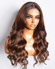 Beginner Friendly Ombre Brown Loose Wave Glueless 4x4 Closure Lace Wig