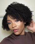 4C Edges | Kinky Edges Jerry Curly 5x5 Closure Lace Glueless Side Part Short Wig 100% Human Hair