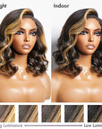 Blonde Mix Loose Wave 5x5 Closure HD Lace Glueless Side Part Short Wig 100% Human Hair