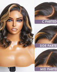 Blonde Mix Loose Wave 5x5 Closure HD Lace Glueless Side Part Short Wig 100% Human Hair