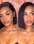 Asymmetric Bob Minimalist HD Lace Glueless C Part Short Wig 100% Human Hair