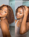 Mix Color Brown Curly Bob Wig Compact 13X4 Frontal Short Lace Wig 100% Human Hair