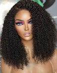 Afro Kinky Curly 4x4 Crystal HD Lace Wig With Natural Kinky Edge Baby Hair Line Glueless Wig