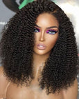 Afro Kinky Curly 4x4 Crystal HD Lace Wig With Natural Kinky Edge Baby Hair Line Glueless Wig
