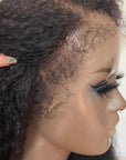 4C Kinky Edge Glueless Invisible Crystal HD Lace Kinky Straight 13x4 Lace Front Bob Wig Yaki Straight Human Hair Wig