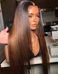 Ombre Brown Color Straight 13x4 Front Human Hair Wig Glueless Wig