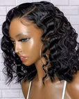 16" Loose Deep Wave 13x4 Crystal Lace Pre Cut Lace Bob Wig Bleached Knots