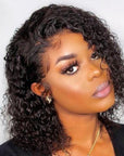 Issa Natural Black Water Wave 5x5 Closure Lace Side Part Glueless Short Wig 100% Human Hair