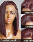 Reddish Purple Glueless Blunt Cut Bob 5x5 Closure Wig 100% Human Hair | Easy Install & Effortless