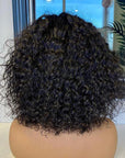 Belle Canadienne Natural Short Curly Human Hair Wig Top Lace Fringe Wig With Bangs