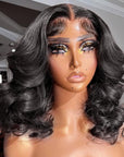 Pre Cut Lace Wavy 5x6 Crystal Lace Bob Wig Glueless Human Hair Wig