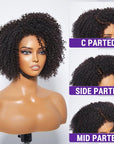 4C Edges | Kinky Edges Jerry Curly 5x5 Closure Lace Glueless Side Part Short Wig 100% Human Hair